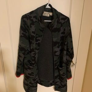 anthro camo wool sweater jacket